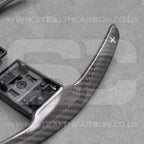 Carbon Fibre / White Gear Paddle Shifters BMW F80 M3 F82 F83 M4 F87 M2 F30