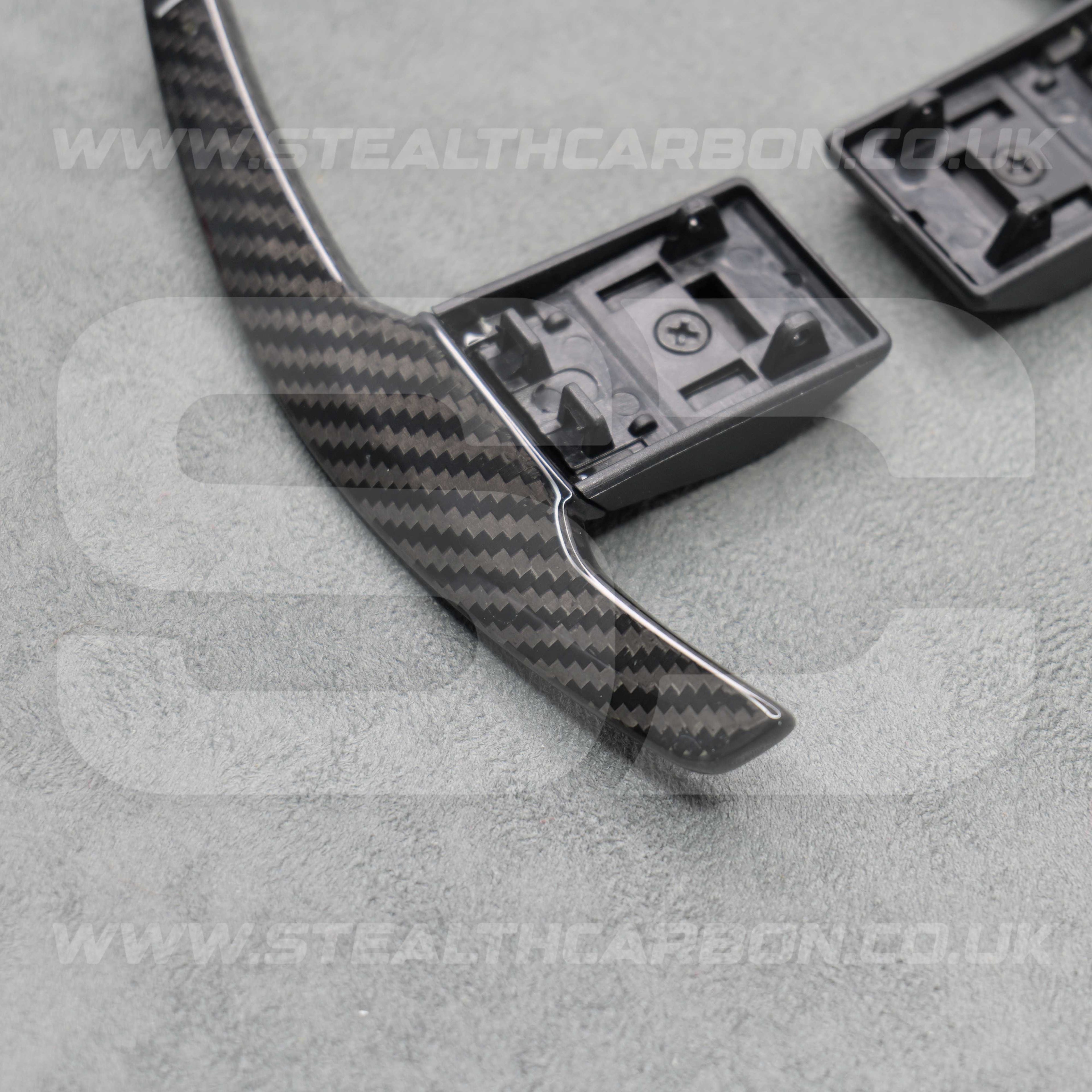 Carbon Fibre / White Gear Paddle Shifters BMW F80 M3 F82 F83 M4 F87 M2 F30
