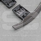 Carbon Fibre / White Gear Paddle Shifters BMW F80 M3 F82 F83 M4 F87 M2 F30