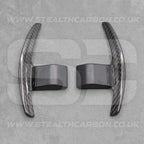 Carbon Fibre / White Gear Paddle Shifters BMW F80 M3 F82 F83 M4 F87 M2 F30