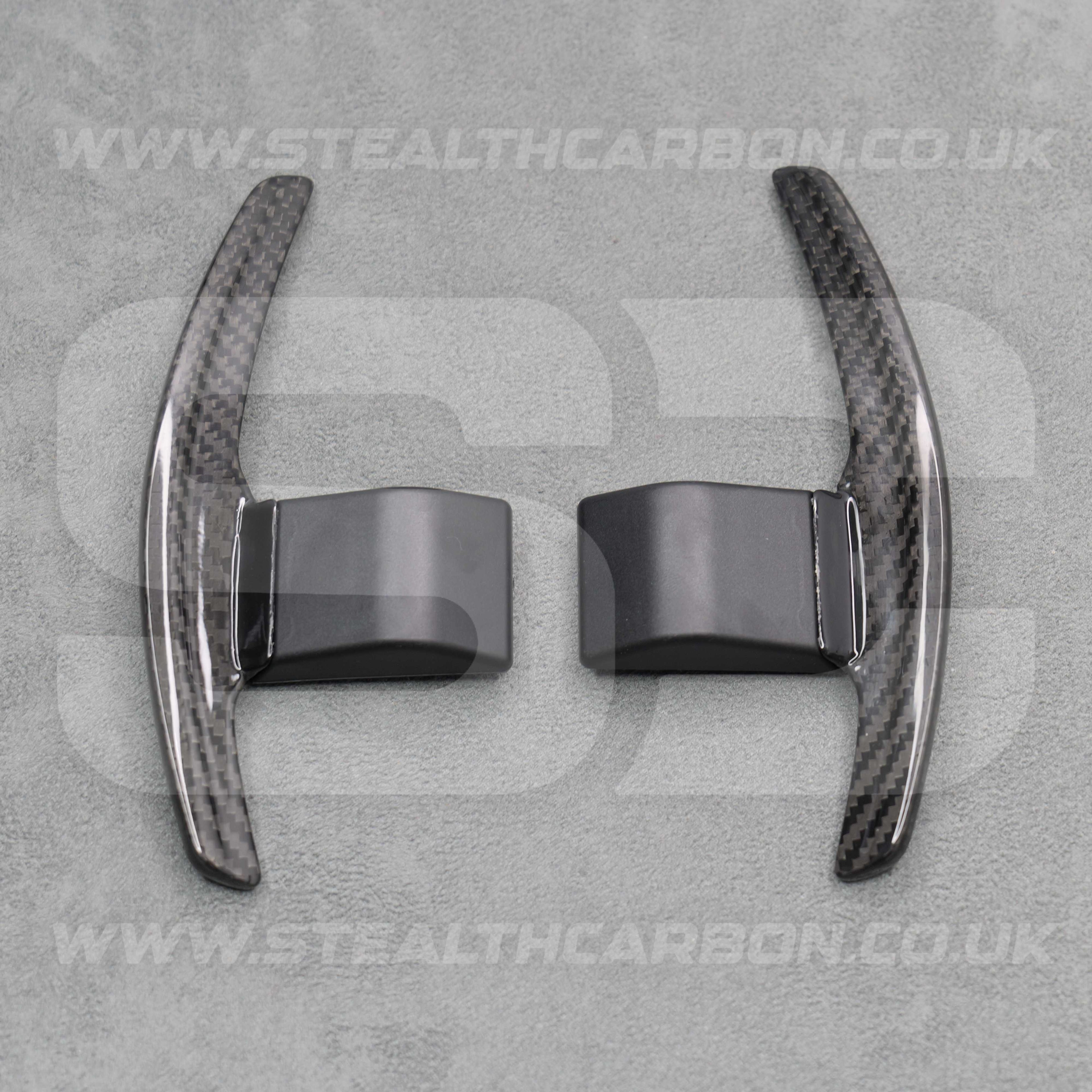 Carbon Fibre / White Gear Paddle Shifters BMW F80 M3 F82 F83 M4 F87 M2 F30