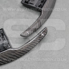 Carbon Fibre / White Gear Paddle Shifters BMW F80 M3 F82 F83 M4 F87 M2 F30