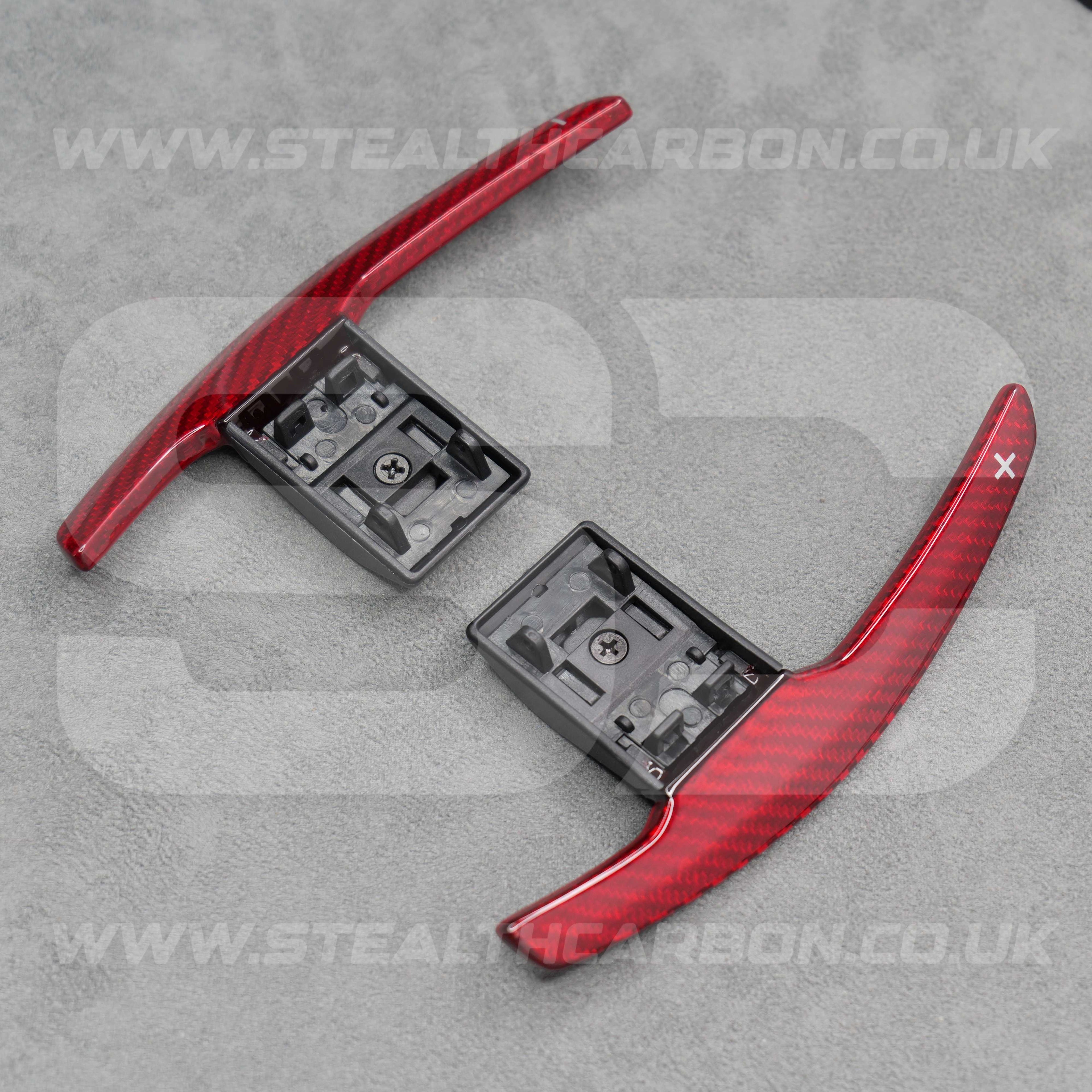 Red Carbon Fibre Gear Paddle Shifters BMW F80 M3 F82 F83 M4 F87 M2 F30