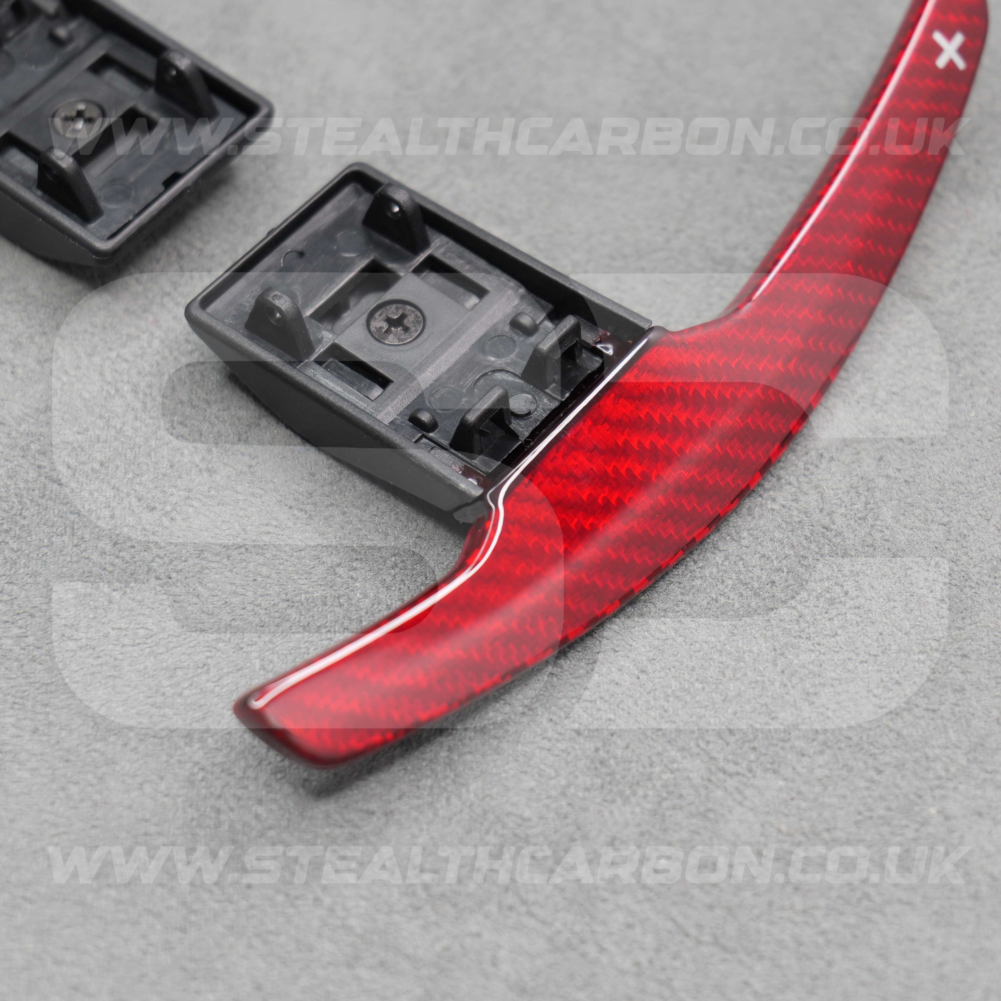 Red Carbon Fibre Gear Paddle Shifters BMW F80 M3 F82 F83 M4 F87 M2 F30