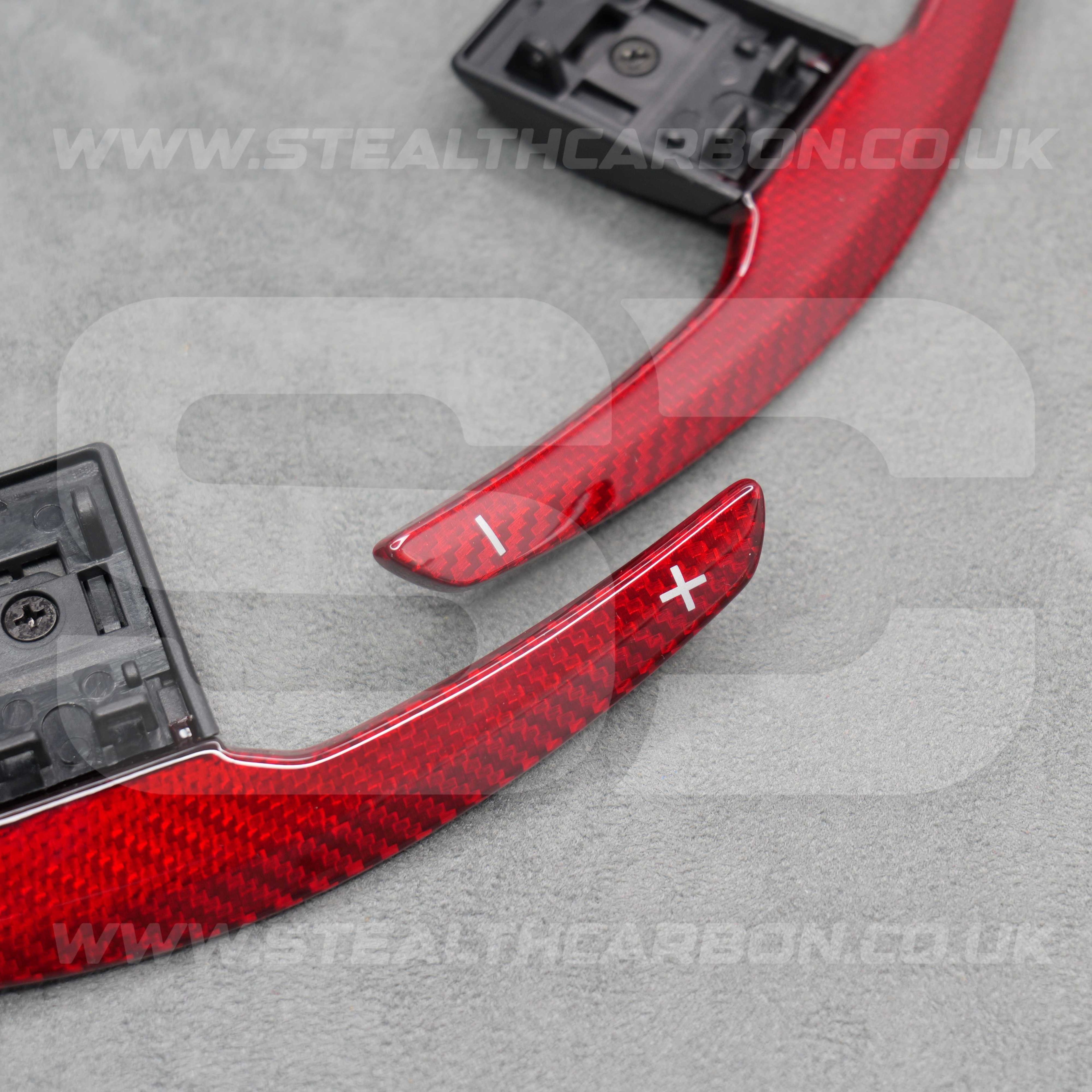 Red Carbon Fibre Gear Paddle Shifters BMW F80 M3 F82 F83 M4 F87 M2 F30