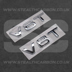 2x Chrome Silver V8T Side Wing Badge Emblems Audi SQ7 S6 S5 RS4 RS5 RS6 RS7 S8