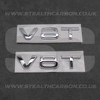 2x Chrome Silver V8T Side Wing Badge Emblems Audi SQ7 S6 S5 RS4 RS5 RS6 RS7 S8