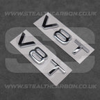 2x Chrome Silver V8T Side Wing Badge Emblems Audi SQ7 S6 S5 RS4 RS5 RS6 RS7 S8