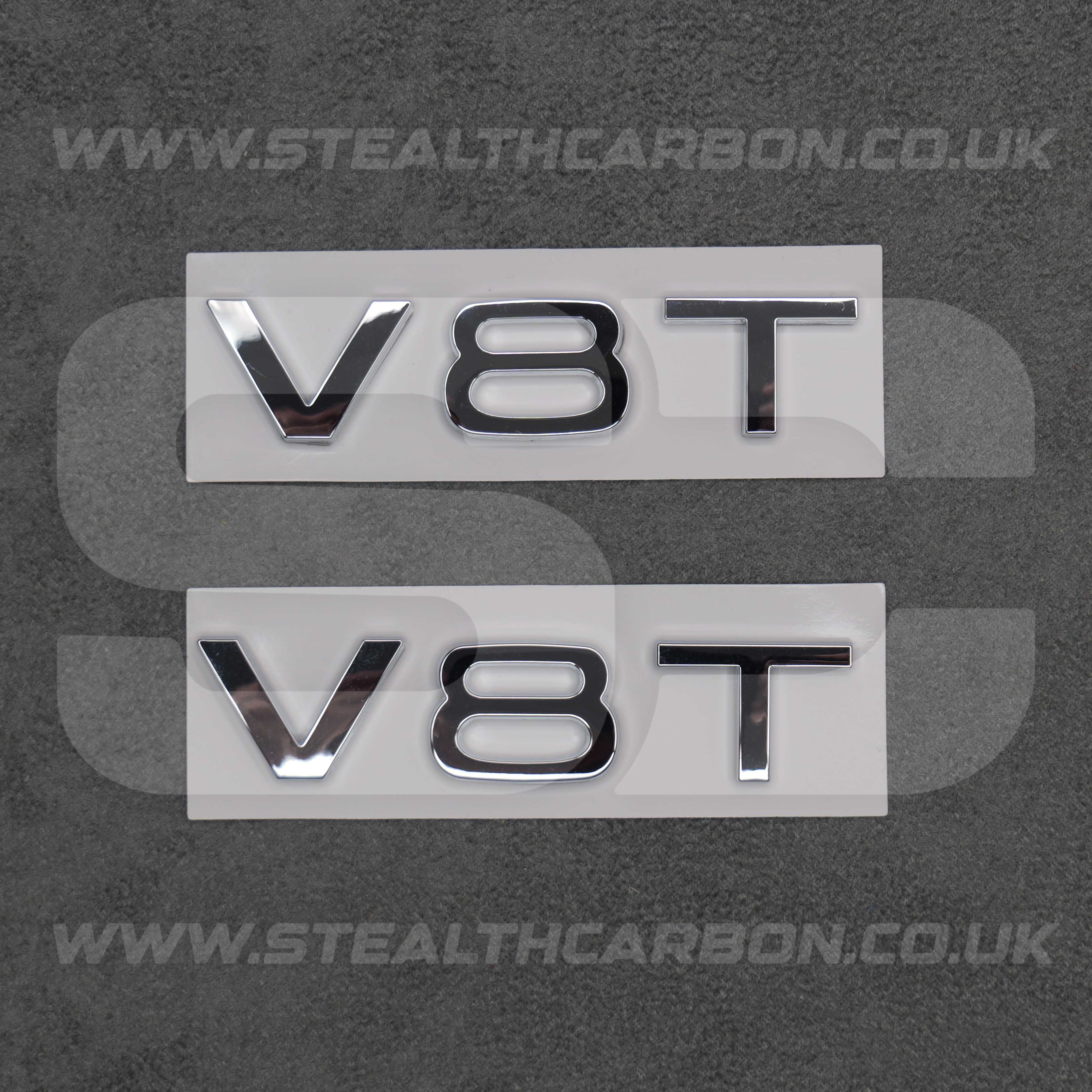 2x Chrome Silver V8T Side Wing Badge Emblems Audi SQ7 S6 S5 RS4 RS5 RS6 RS7 S8