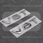 2x Chrome Silver V8T Side Wing Badge Emblems Audi SQ7 S6 S5 RS4 RS5 RS6 RS7 S8