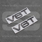 2x Audi Matte Black V6T Side Wing Badge Emblems A4 A5 A6 A7 S3 S4 S5 S6 Q5 Q7 V6