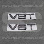 2x Audi Matte Black V6T Side Wing Badge Emblems A4 A5 A6 A7 S3 S4 S5 S6 Q5 Q7 V6