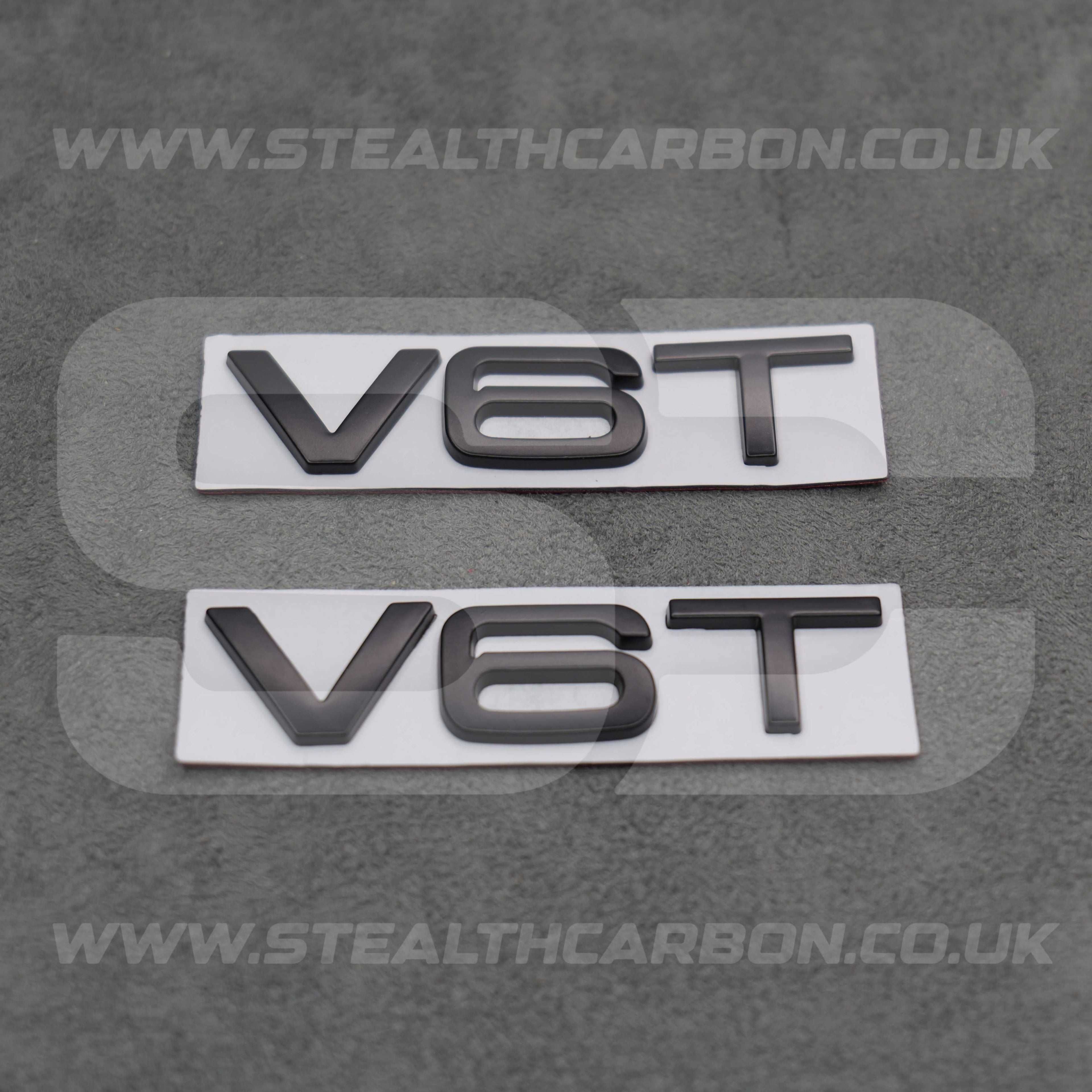 2x Audi Matte Black V6T Side Wing Badge Emblems A4 A5 A6 A7 S3 S4 S5 S6 Q5 Q7 V6