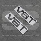 2x Audi Matte Black V6T Side Wing Badge Emblems A4 A5 A6 A7 S3 S4 S5 S6 Q5 Q7 V6