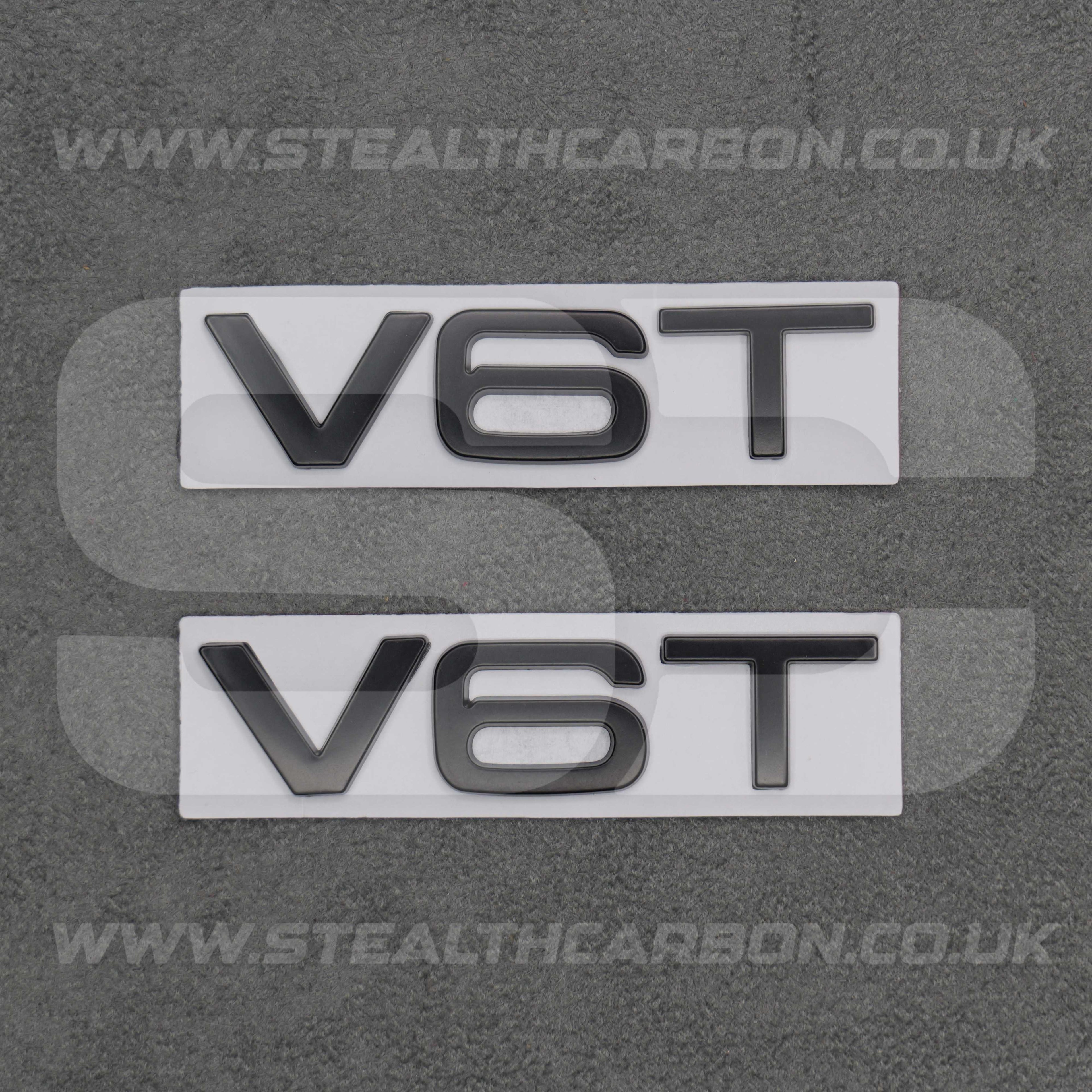 2x Audi Matte Black V6T Side Wing Badge Emblems A4 A5 A6 A7 S3 S4 S5 S6 Q5 Q7 V6