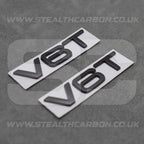 2x Audi Matte Black V6T Side Wing Badge Emblems A4 A5 A6 A7 S3 S4 S5 S6 Q5 Q7 V6