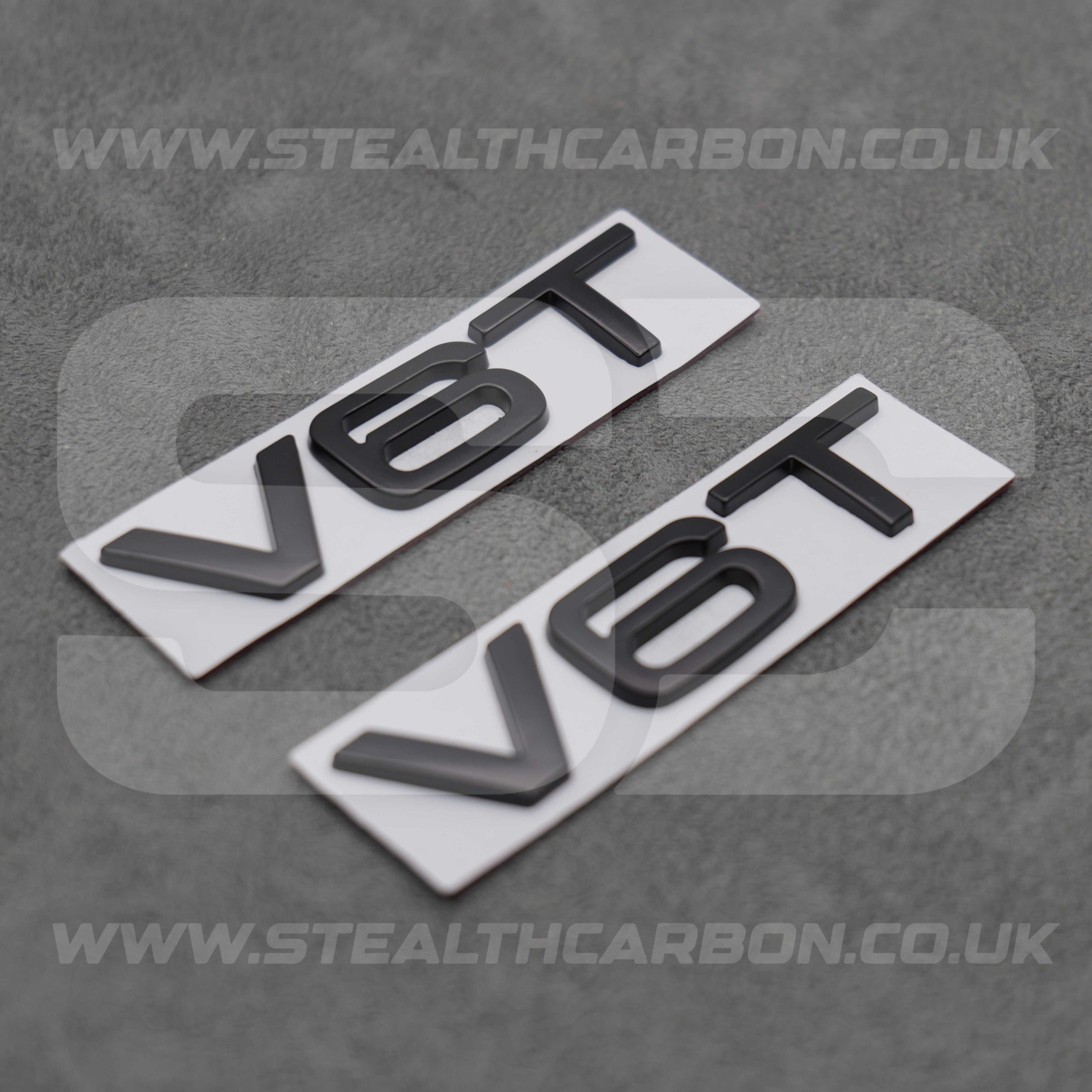 2x Audi Matte Black V6T Side Wing Badge Emblems A4 A5 A6 A7 S3 S4 S5 S6 Q5 Q7 V6