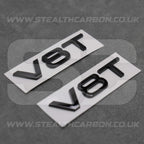 2x Audi Gloss Black V8T Side Wing Badge Emblems SQ7 S6 S5 RS4 RS5 RS6 RS7 S8