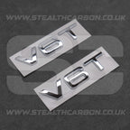 2x Audi Chrome Silver V6T Side Wing Badge Emblems A4 A5 A6 A7 S3 S4 S5 S6 Q5 Q7