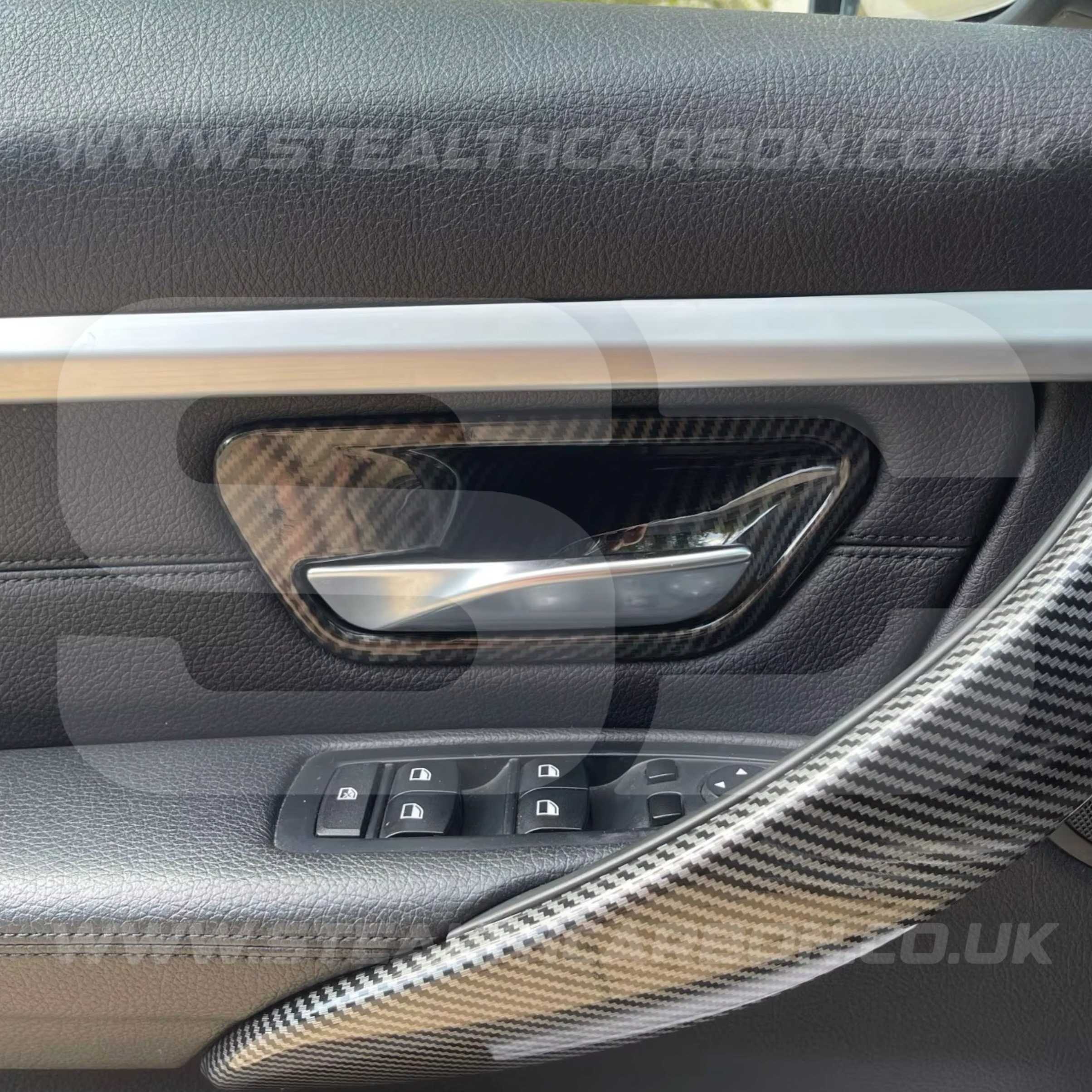 Carbon Fibre Style Interior Door Handle Trims BMW F80 M3 F82 M4 F83 F30 F32 3 4
