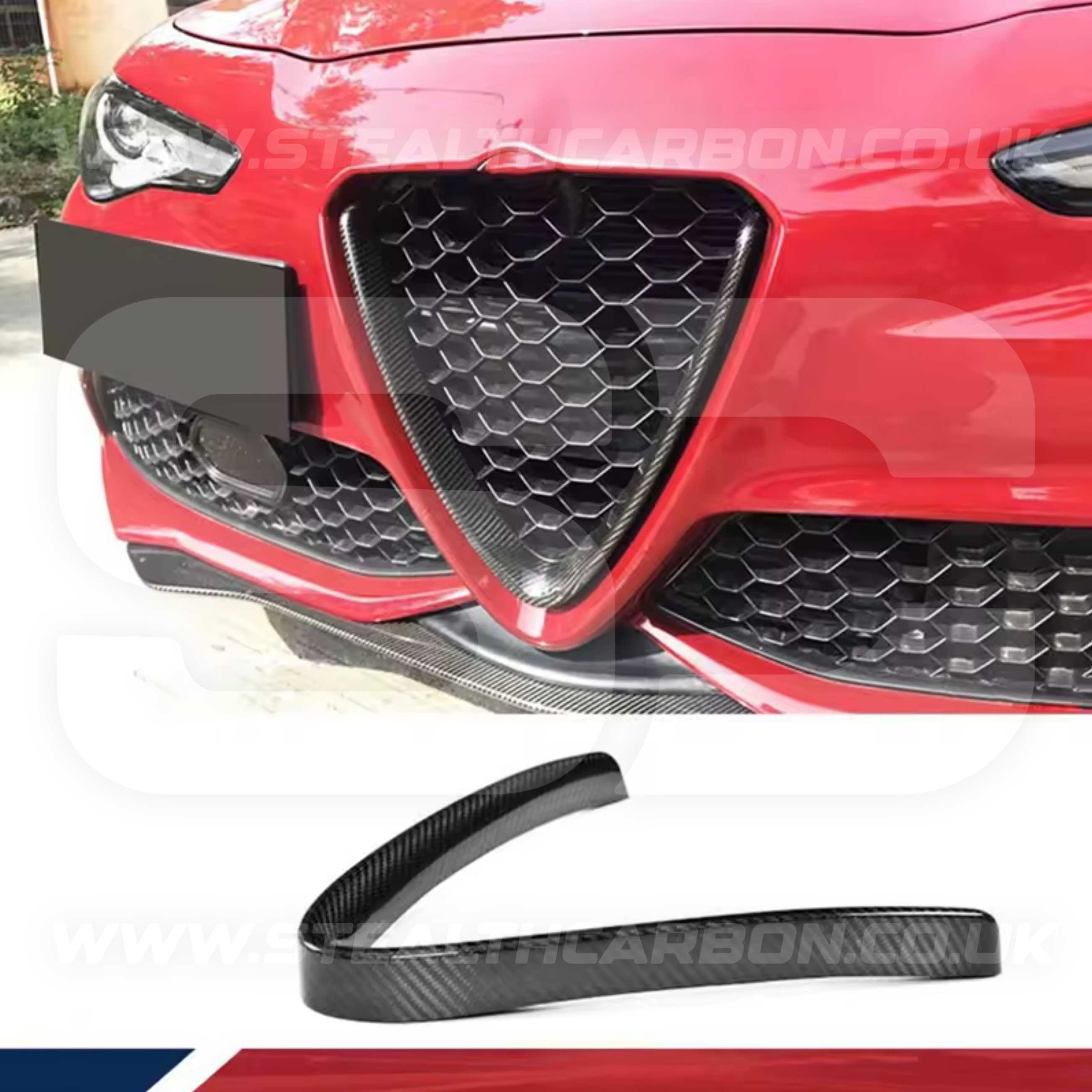 Alfa Romeo Giulia Quadrifoglio Carbon Fibre V Shield Grill Frame Cover Trim