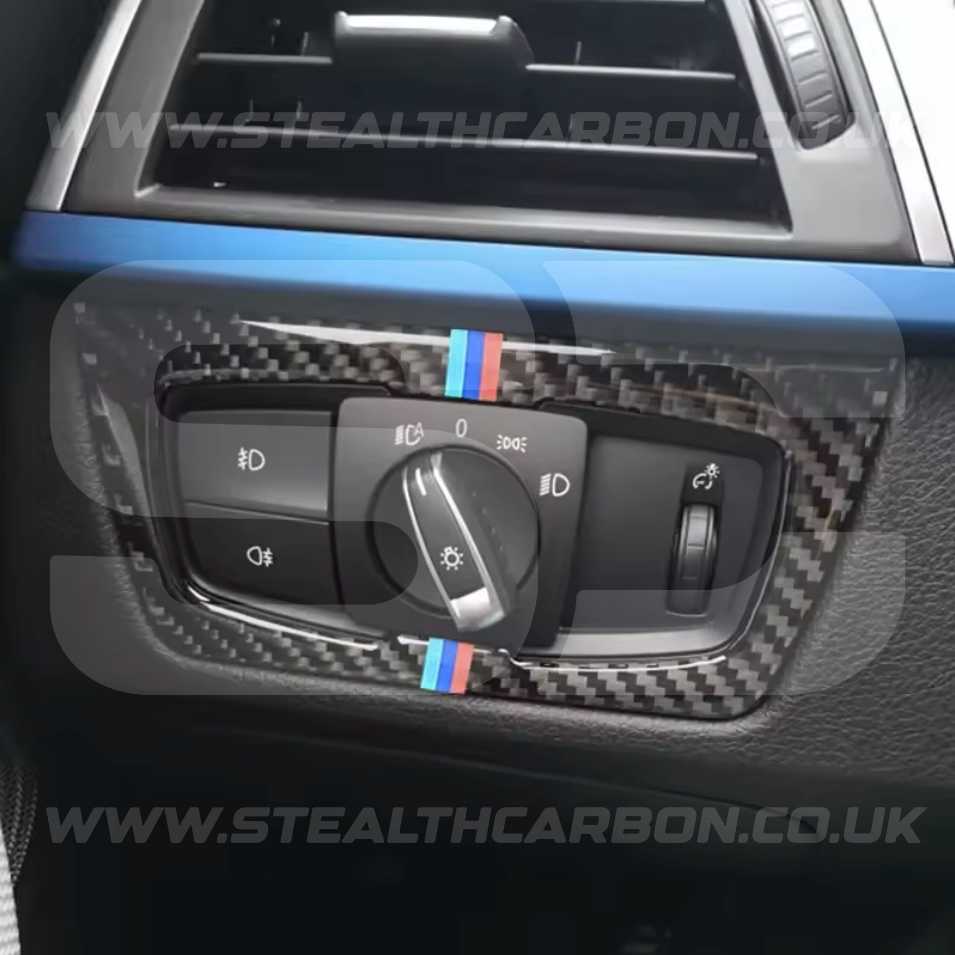 BMW Carbon Fibre M Stripe Headlight Switch Trim F30 F34 F80 M3 F82 M4 M5 F87 M2